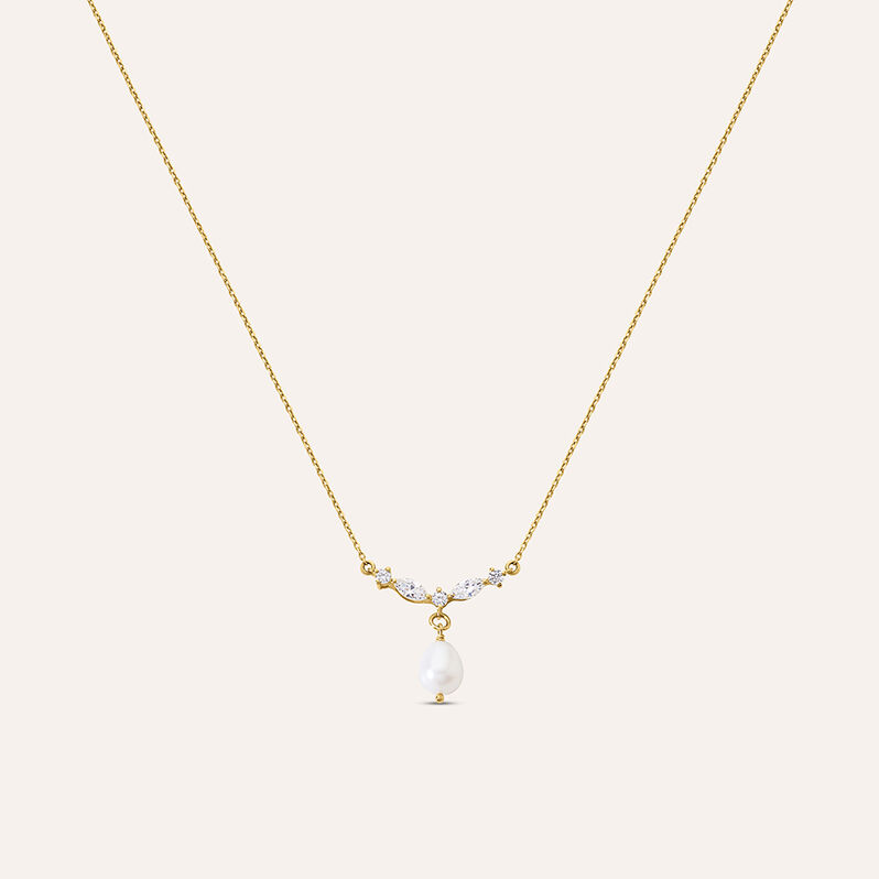Collana Gabrielle Oro Giallo Perla D'Acqua Dolce Cubic Zirconia - Collane Donna | Stroili