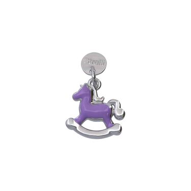 Charm cavallino a dondolo in argento rodiato e smalto