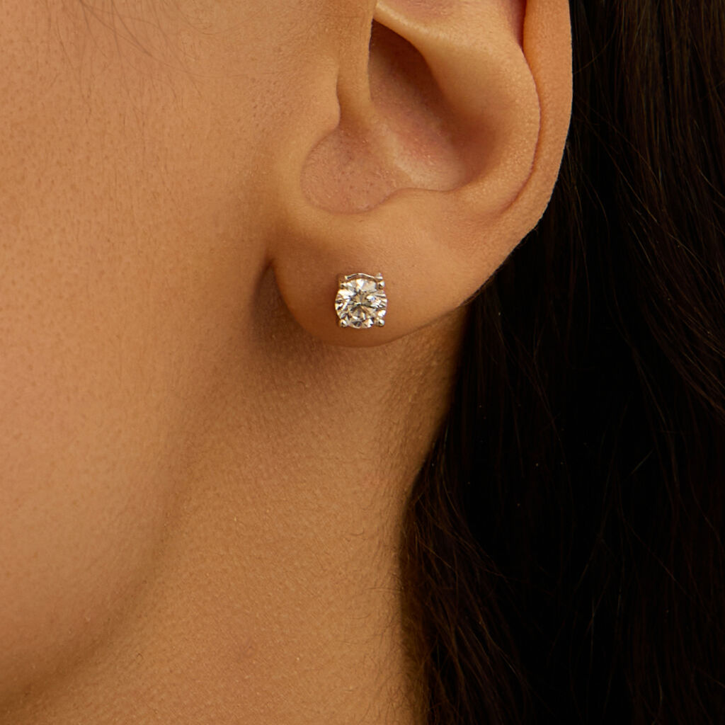 Orecchini Lobo Punto Luce Diamade Oro Bianco Diamante Lab-Grown