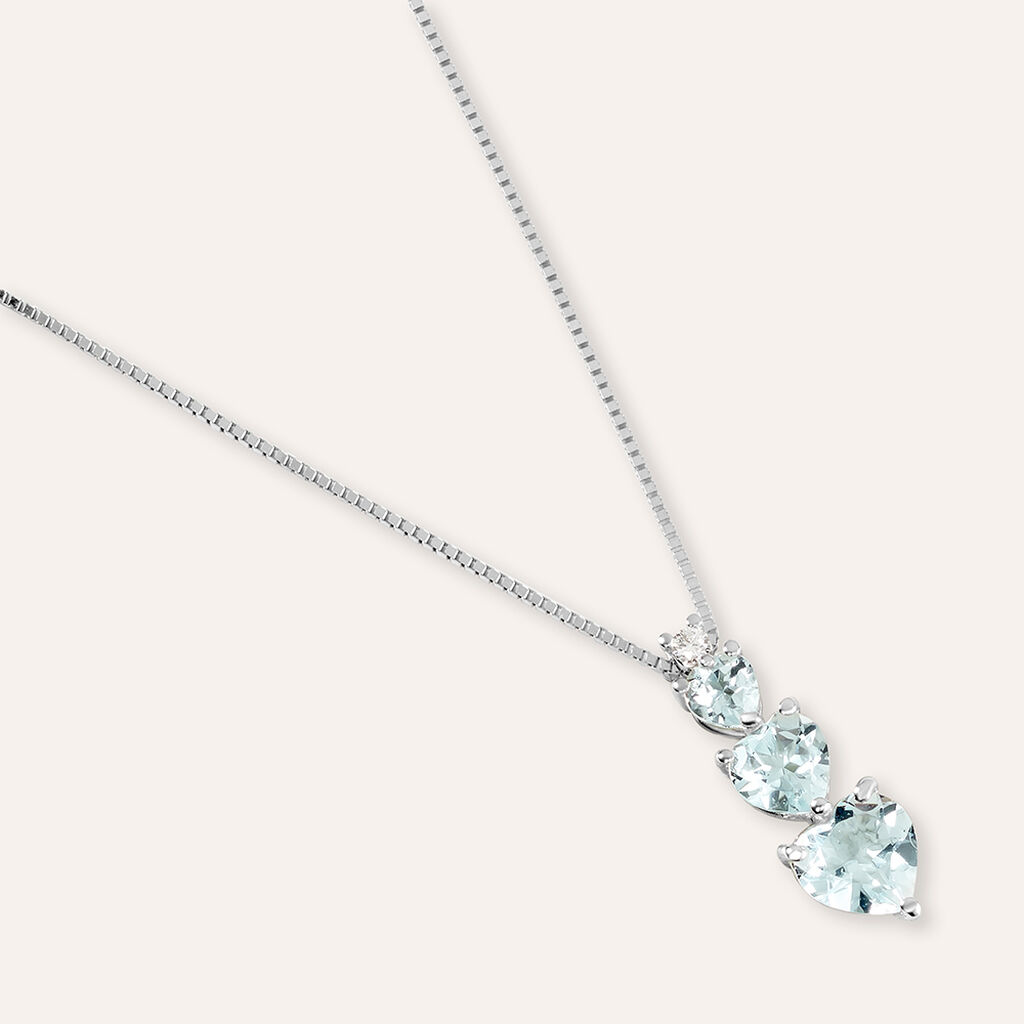 Collana Trilogy Acquamarina Oro Bianco Acquamarina Diamante