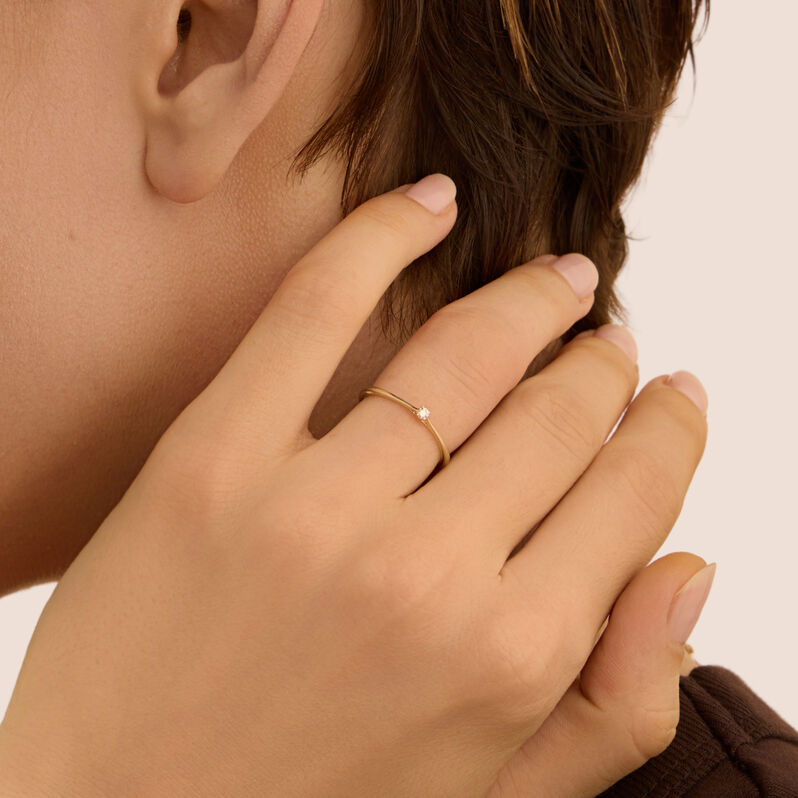 Anello Solitario Grace Oro Giallo Diamante - Anelli con Pietre Donna | Stroili
