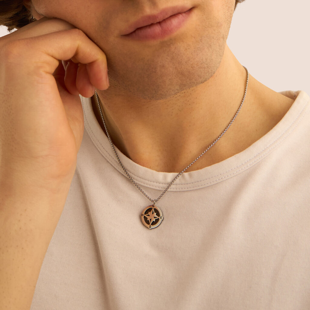 Collana Man Code Acciaio Bicolore Bianco / Nero