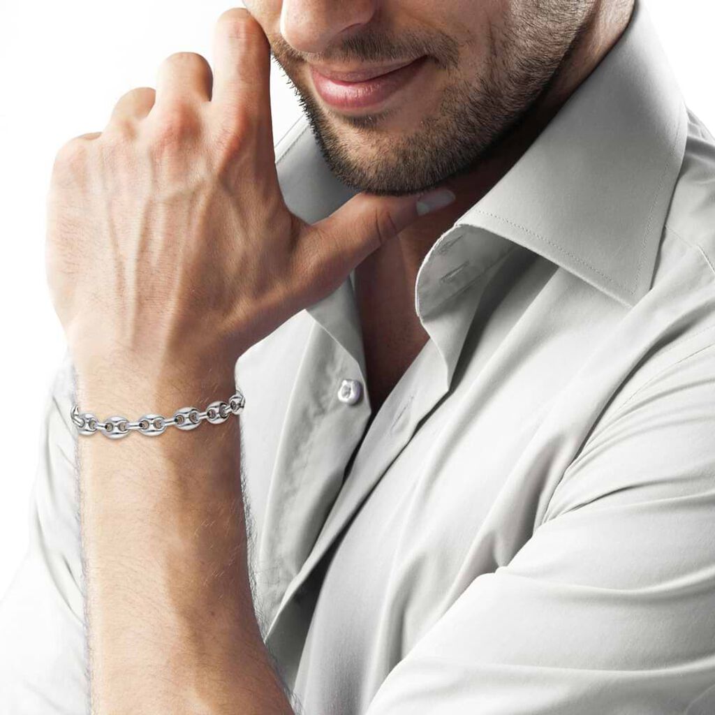 Bracciale in acciaio a maglie grosse