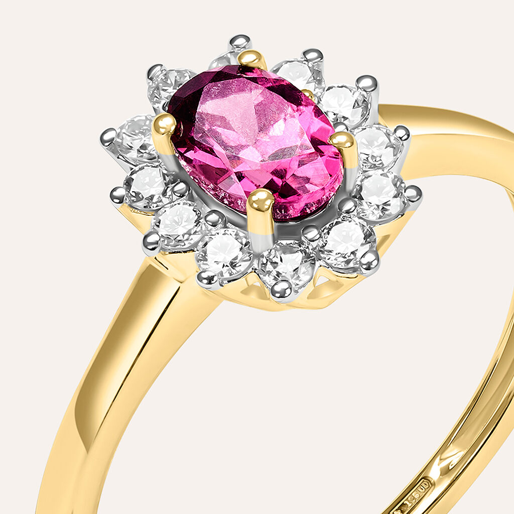 Anello Solitario Kate Jasmine Oro Giallo Rodolite Diamante