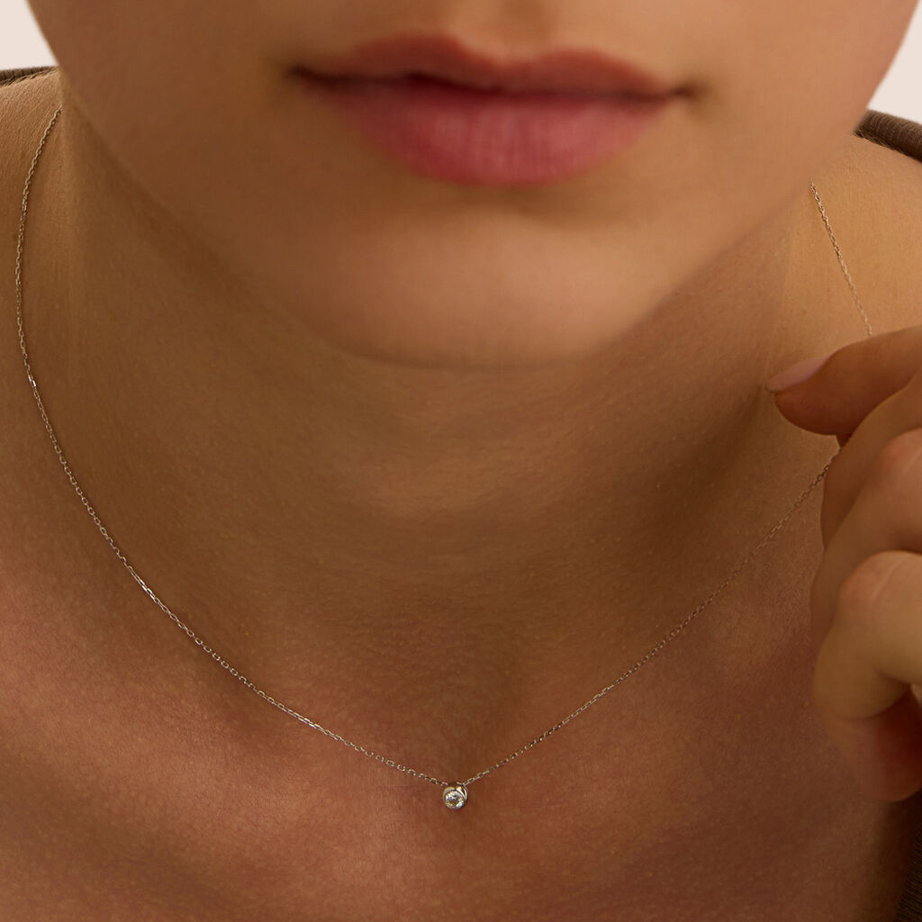 Collana Punto Luce Grace Oro Bianco Diamante