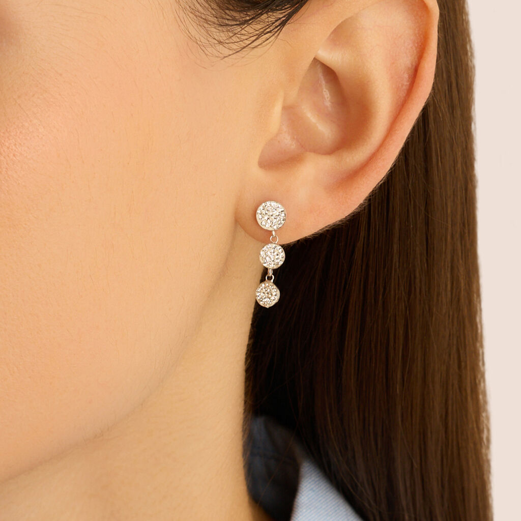 Orecchini Pendenti Christelle Oro Bianco Cristallo