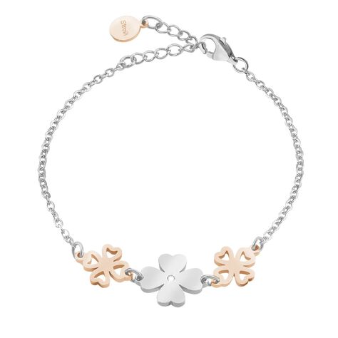 Bracciale quadrifogli in acciaio e cristalli - Bracciali Donna | Stroili