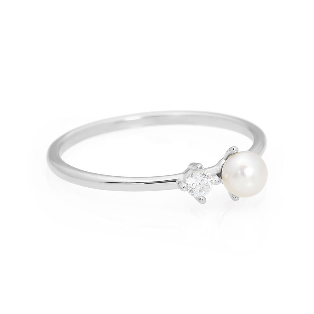 Anello Fantasia Gabrielle Oro Bianco Perla D'Acqua Dolce Cubic Zirconia