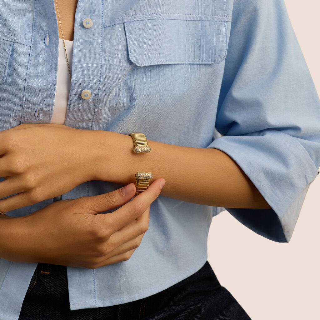 Bangle Radiance Acciaio Dorato Cristallo