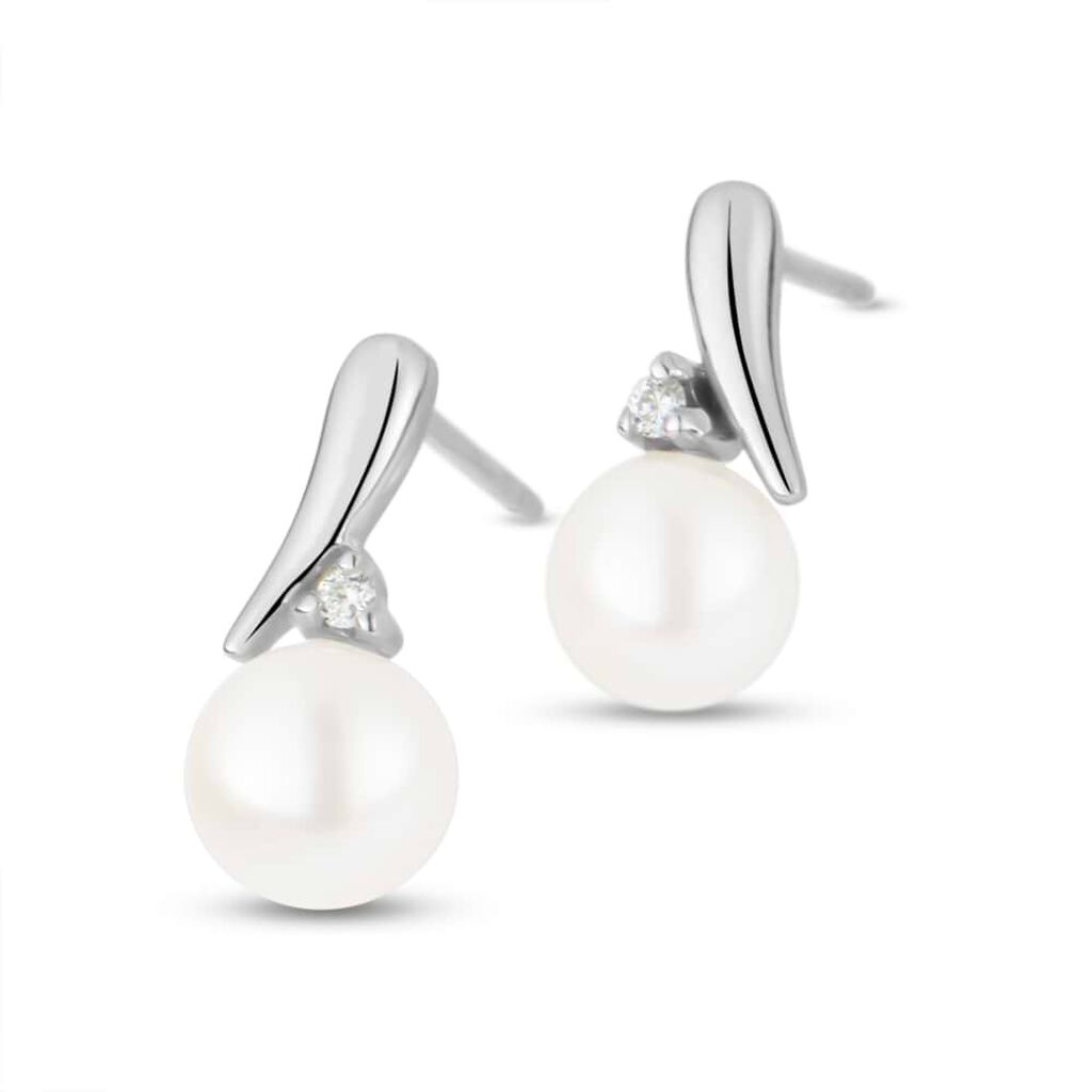 Orecchini Lobo Gold Pearls Oro Bianco Perla D'Acqua Dolce Diamante - Orecchini a Lobo Donna | Stroili
