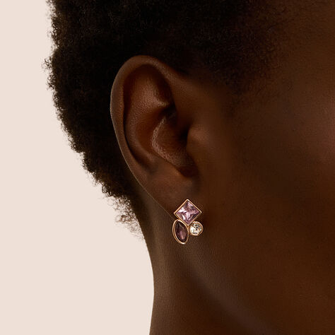 Orecchini Lobo Violet Ottone Rosa Cristallo - Orecchini a Lobo Donna | Stroili