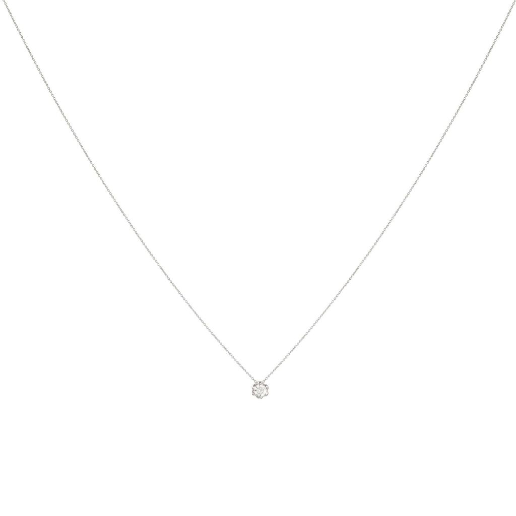 Girocollo fiore in oro bianco e diamanti 0.08 ct - Collane Donna | Stroili