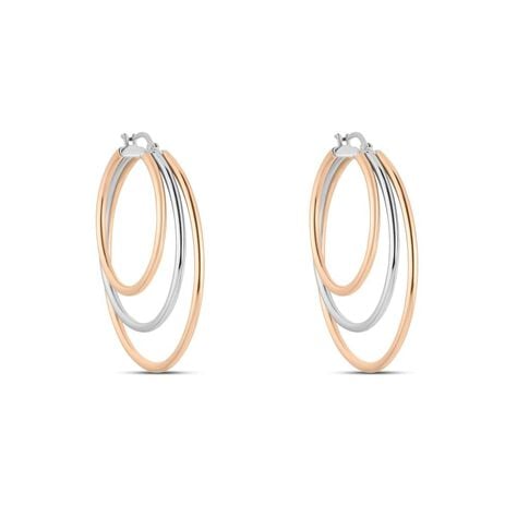 Orecchini A Cerchio Sunrise Acciaio Bicolore Bianco / Rosa - Orecchini a Cerchio Donna | Stroili