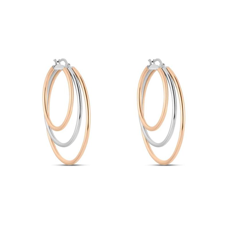 Orecchini A Cerchio Sunrise Acciaio Bicolore Bianco / Rosa - Orecchini a Cerchio Donna | Stroili