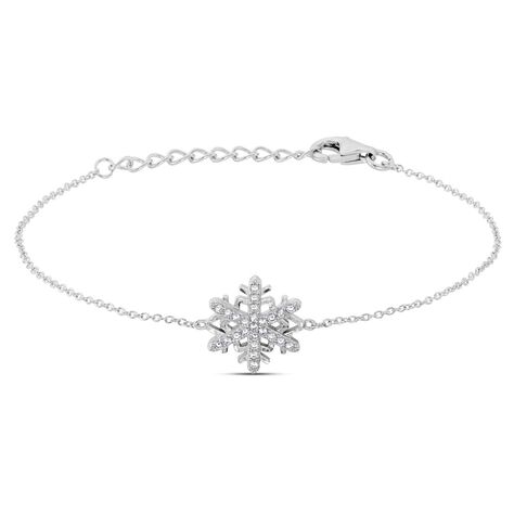 Bracciale in argento rodiato con fiocco di neve e zirconi - Bracciali Amicizia Donna | Stroili