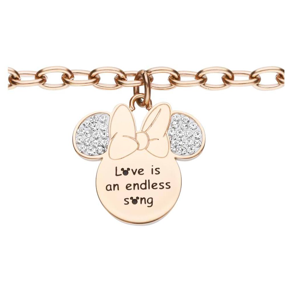 Bracciale Lady Message Acciaio Rosato Disney e Cristalli