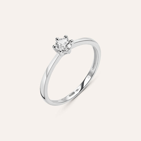 Anello Solitario Claire Oro Bianco Zircone - Anelli con Pietre Donna | Stroili