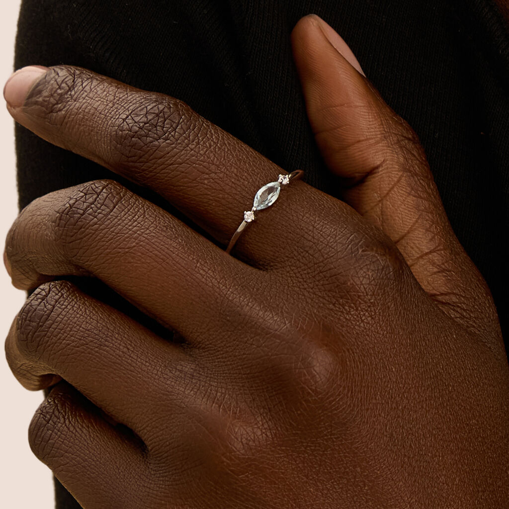 Anello Solitario Amélie Oro Bianco Topazio Cubic Zirconia