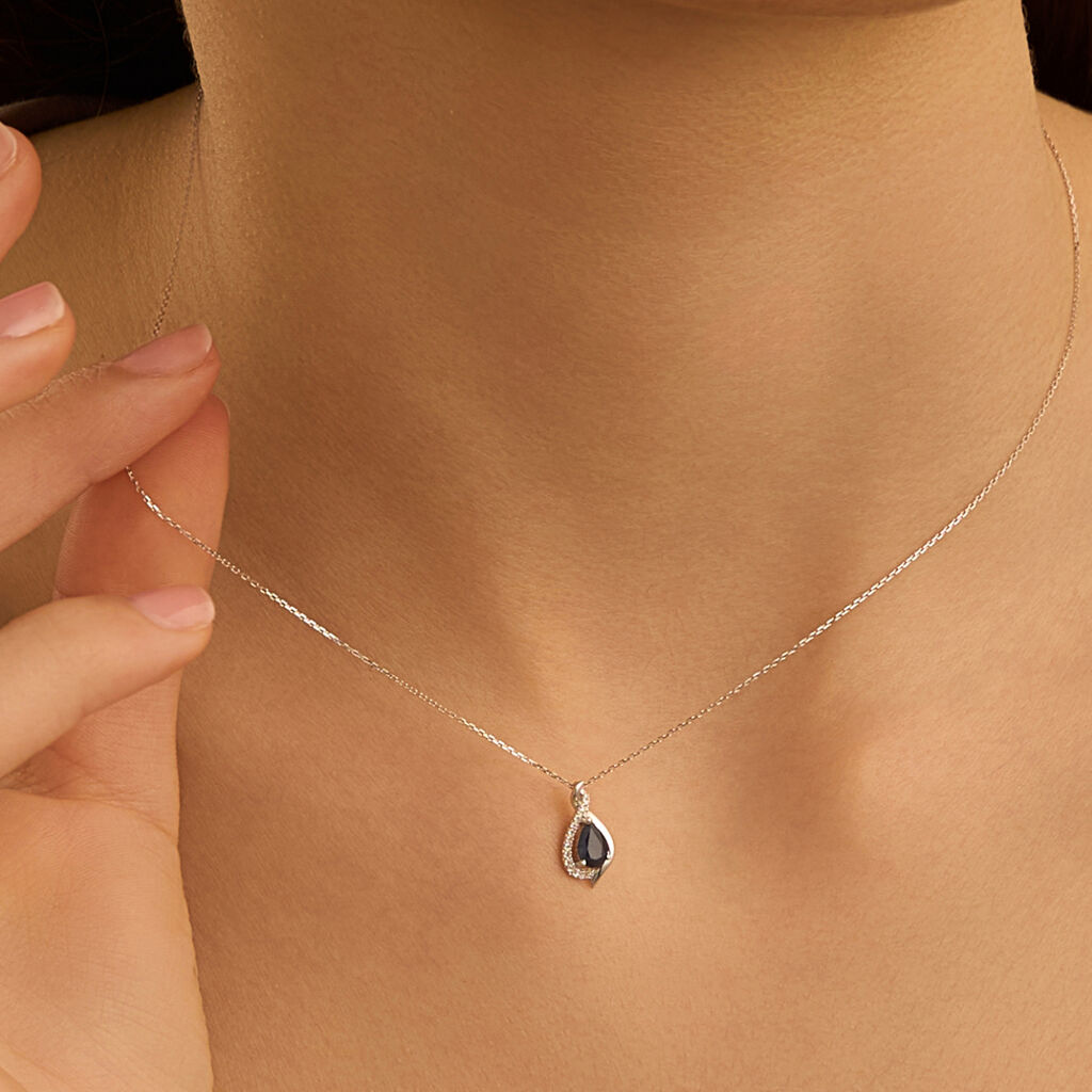 Collana Charlotte Oro Bianco Zaffiro Diamante