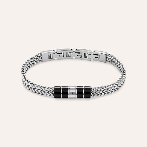 Bracciale Man Code Acciaio Bicolore Bianco / Nero Cubic Zirconia - Bracciali Uomo | Stroili