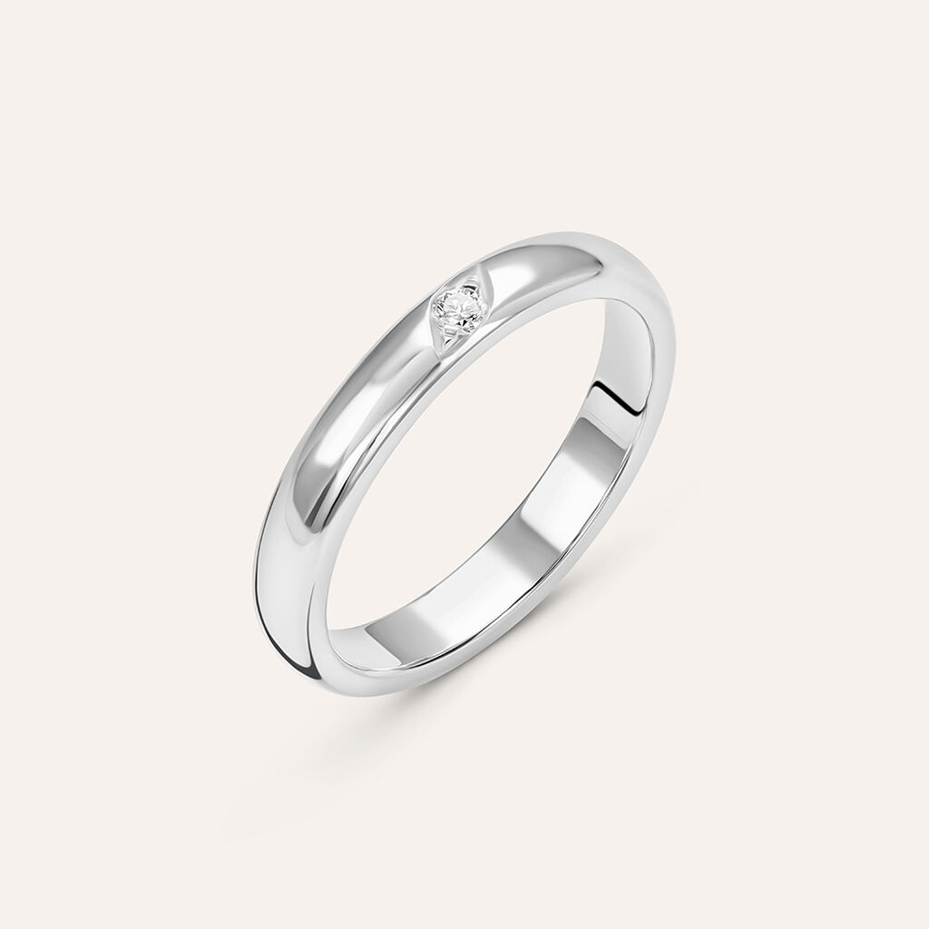 Fede Classica 3.1 mm Oro Bianco Diamante - Anelli con Incisione Unisex | Stroili