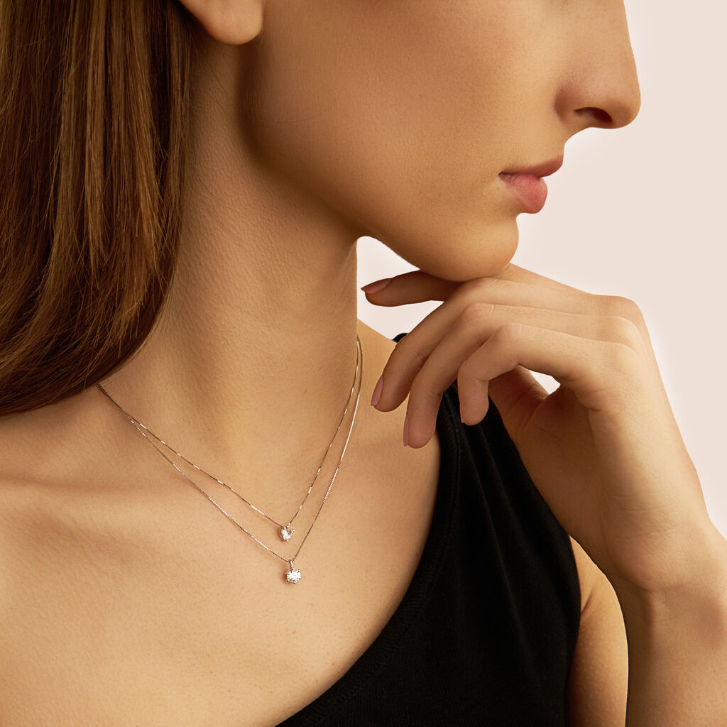 Collana Punto Luce Claire Oro Bianco Cubic Zirconia