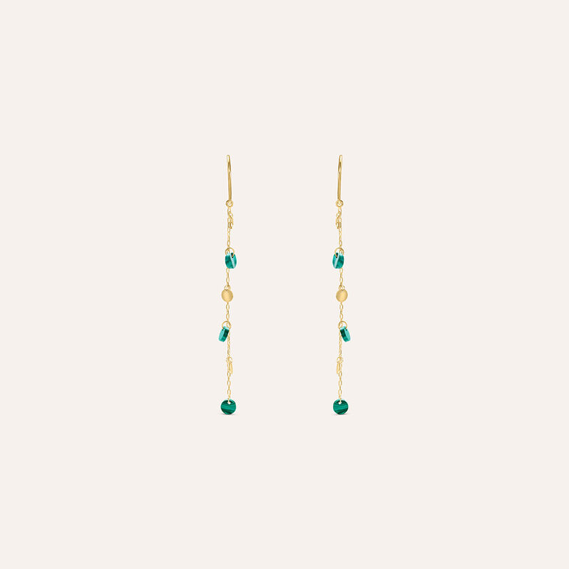 Orecchini Pendenti Beverly Oro Giallo Malachite - Orecchini Pendenti Donna | Stroili