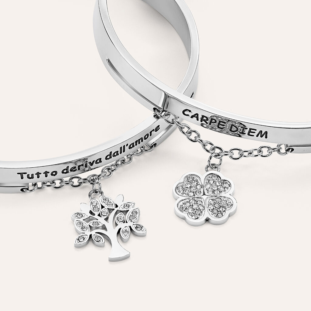 Bangle Lady Message Acciaio Cristallo - Bracciali Rigidi Donna | Stroili