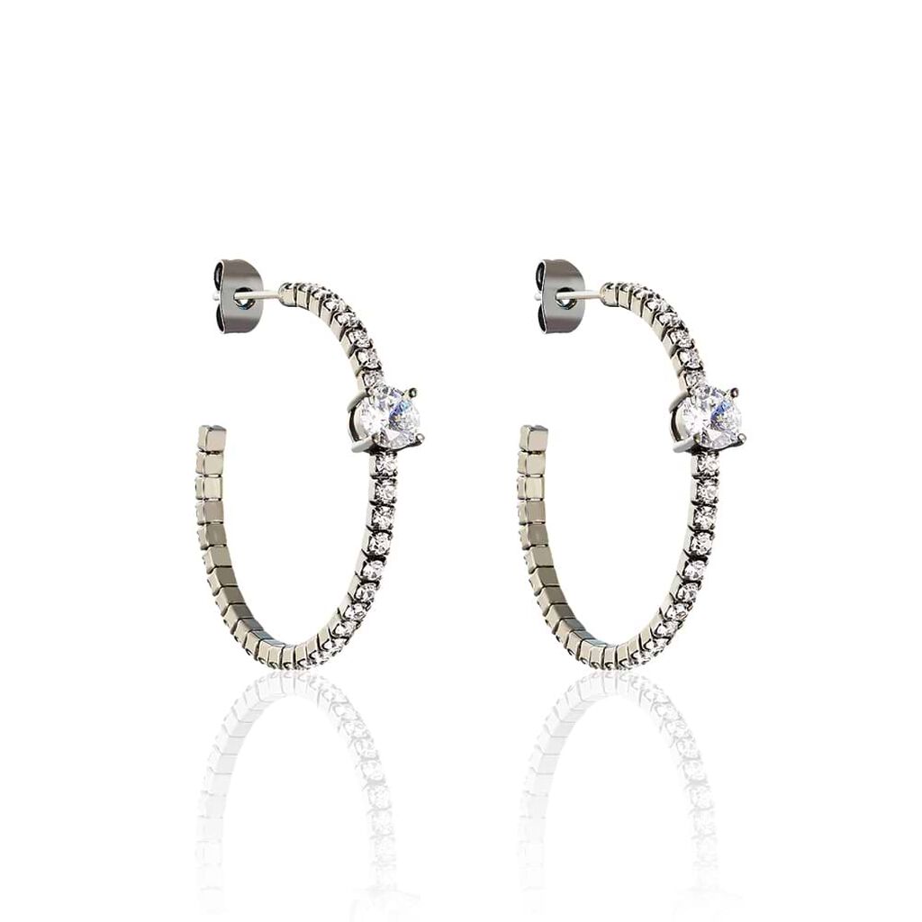 Orecchini a cerchio in metallo e strass