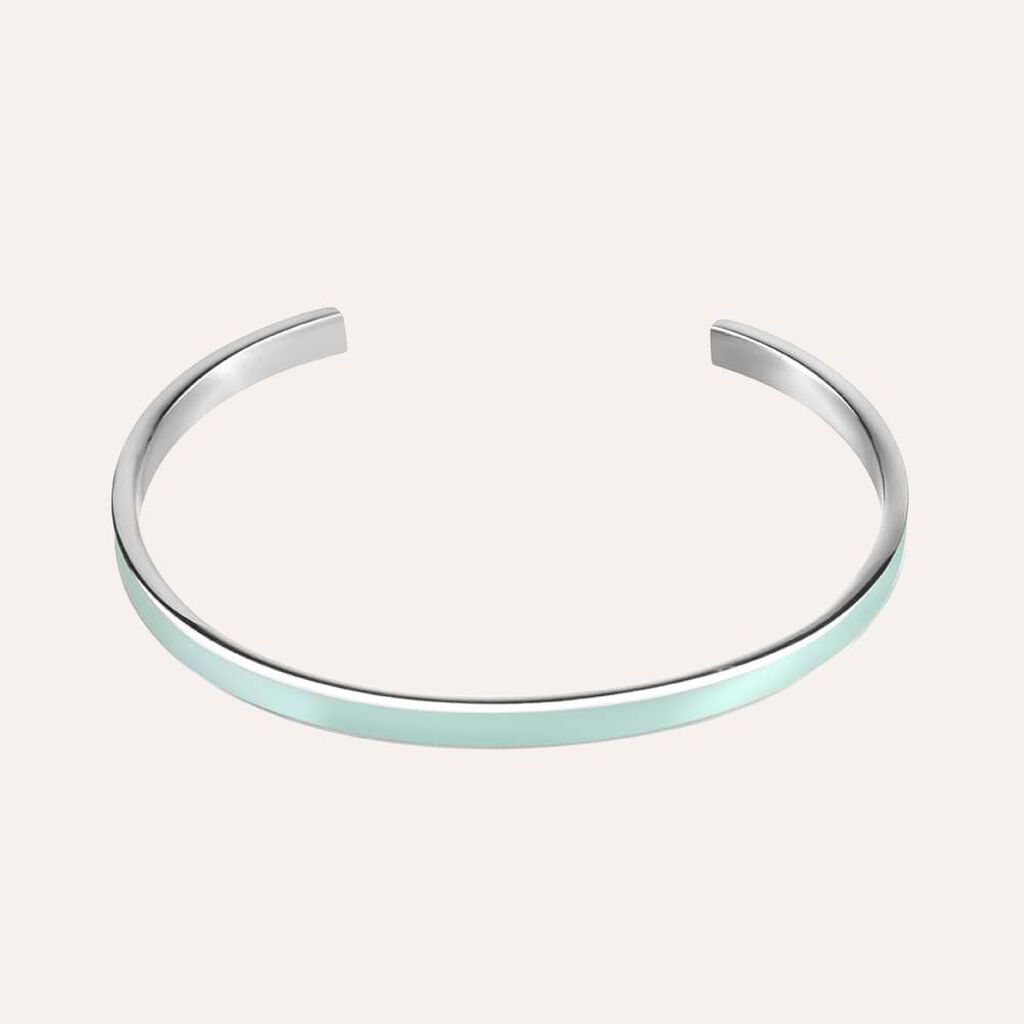 Bangle in acciaio con smalto verde acqua