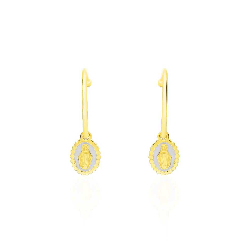 Orecchini a cerchio in argento dorato con pendente Madonna - Orecchini a Cerchio Donna | Stroili