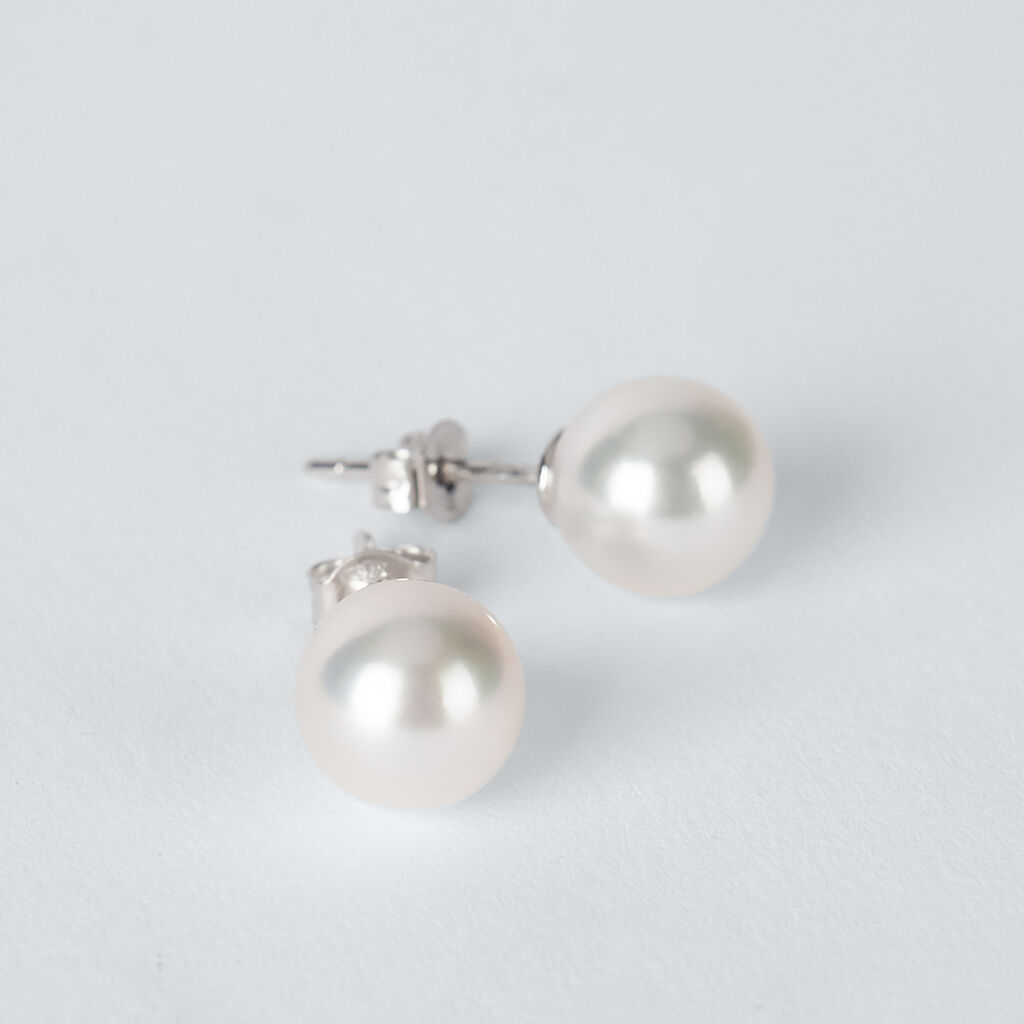 Orecchini Lobo Gabrielle Oro Bianco Perla Akoya - Orecchini a Lobo Donna | Stroili