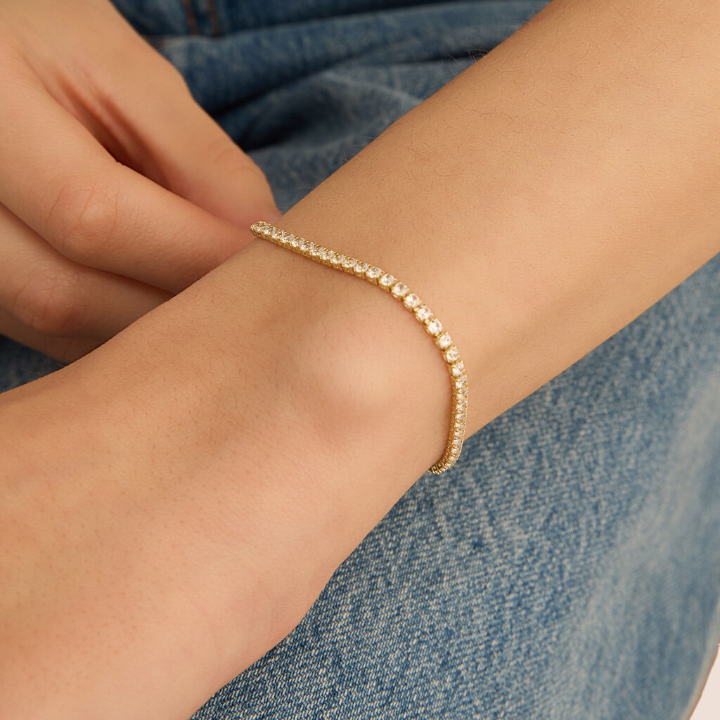 Bracciale Tennis Romantic Shine Metallo Dorato Cristallo - Bracciali Tennis Donna | Stroili