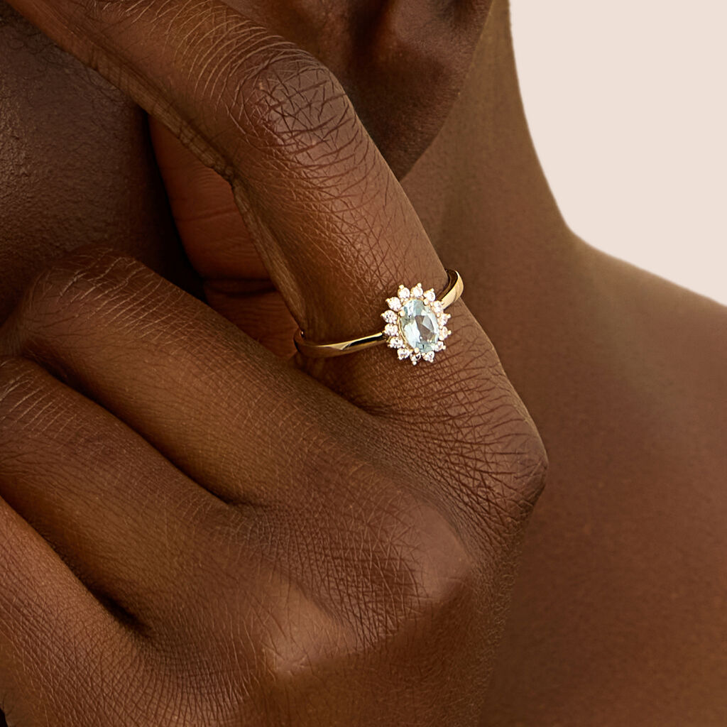 Anello Solitario Amélie Oro Giallo E Topazio Con Cubic Zirconia