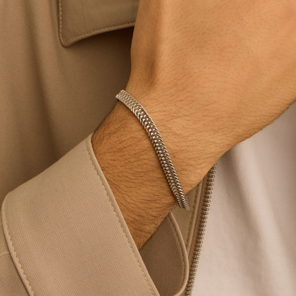 Bracciale Catena Gentleman Argento Rodiato