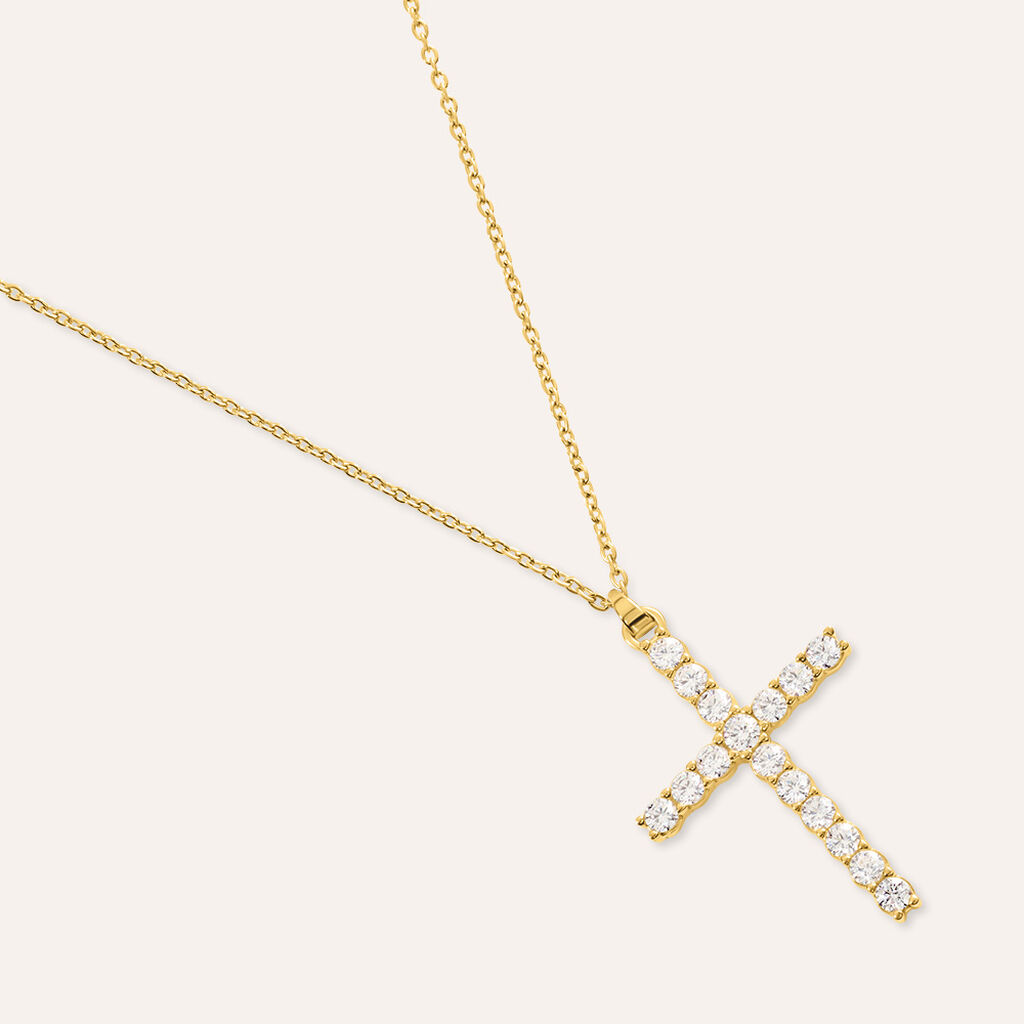 Collana Silver Glow Argento Dorato Cubic Zirconia