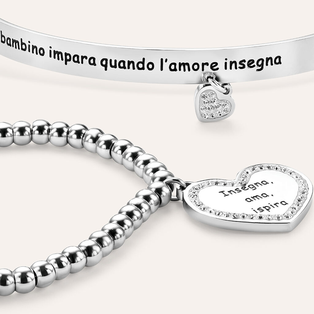 Bangle Lady Message Acciaio Cristallo - Bracciali Rigidi Donna | Stroili