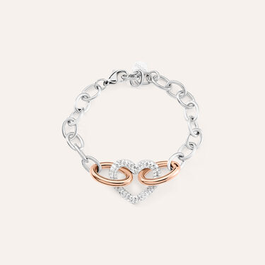 Bracciale Aura Acciaio Bicolore Bianco / Rosa Cristallo