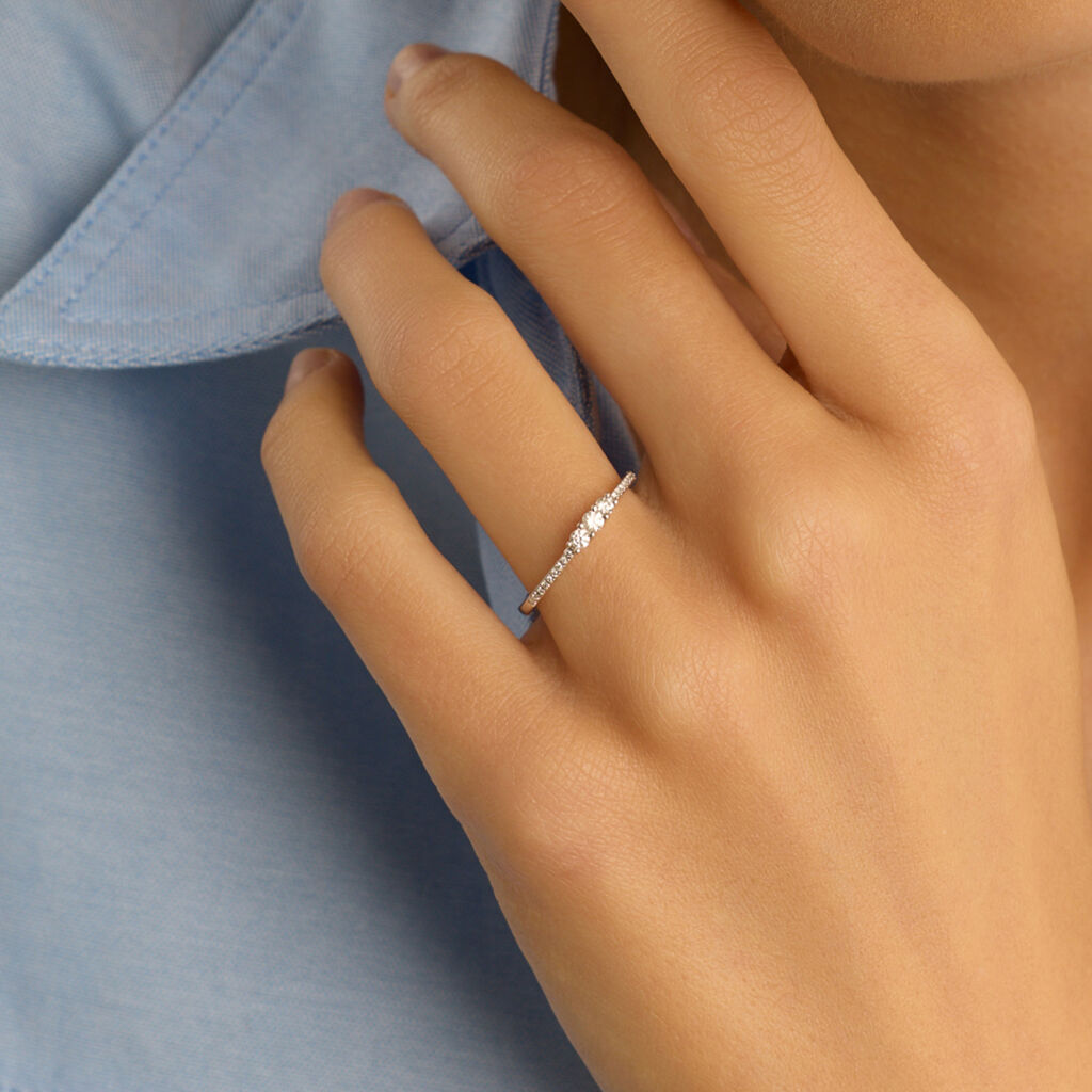 Anello Trilogy Grace Oro Bianco Diamante