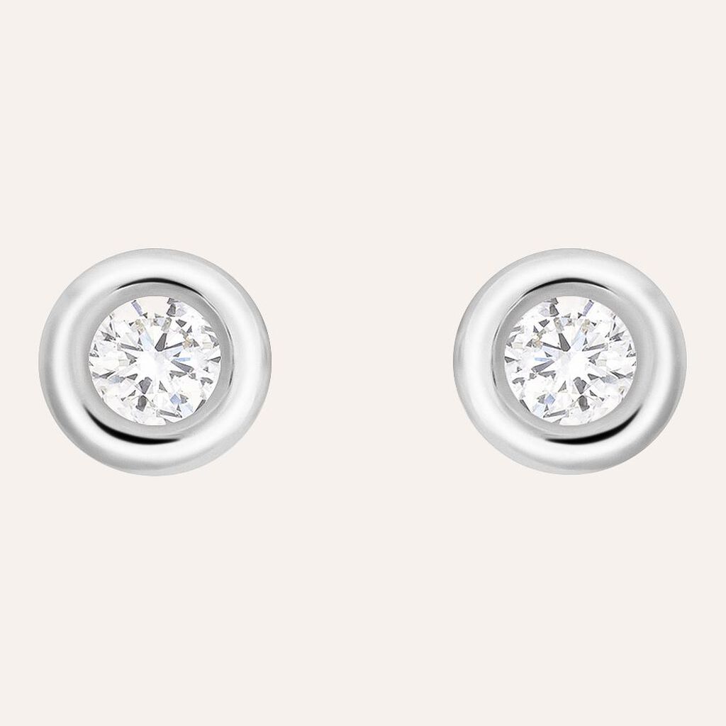 Orecchini Lobo Punto Luce Diamade Oro Bianco Diamante Lab-Grown