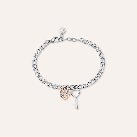 Bracciale Sunrise Acciaio Bicolore Bianco / Rosa Cristallo - Bracciali Donna | Stroili