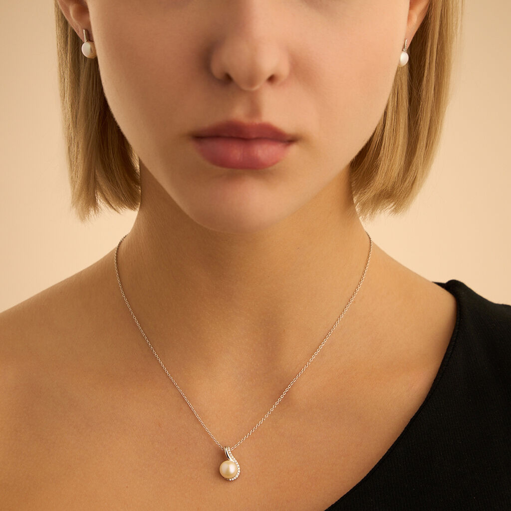 Collana Silver Pearls Argento Rodiato Cubic Zirconia Perla sintetica