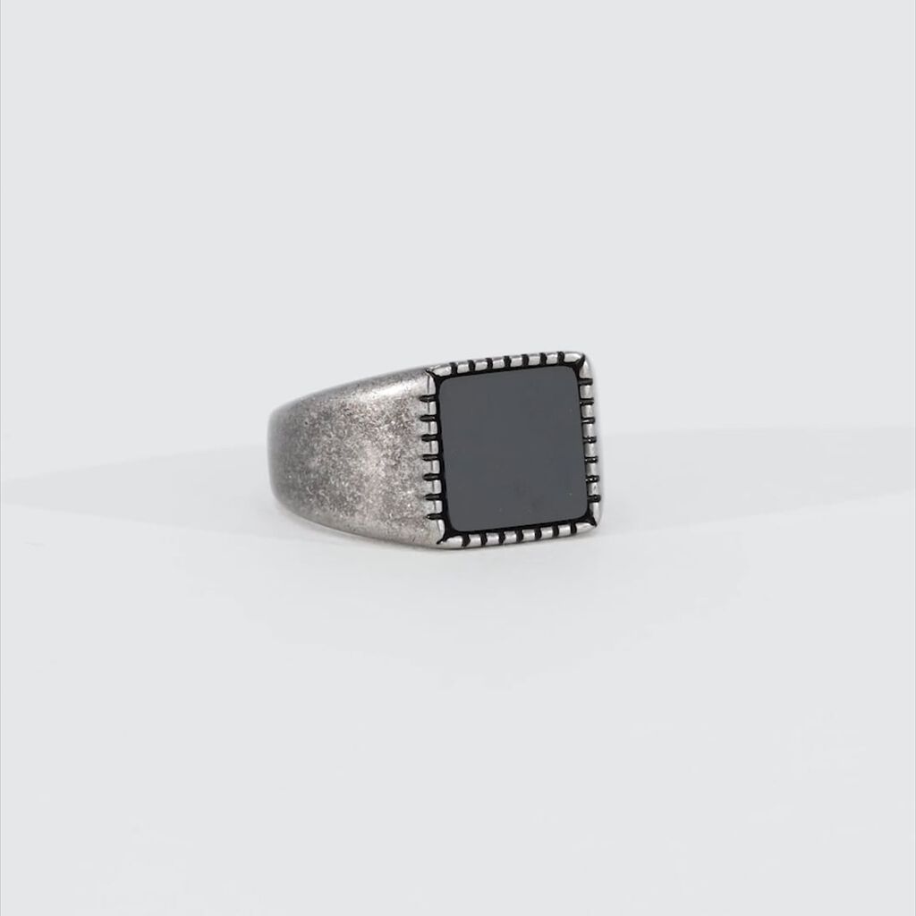 Anello Texas 1876 University Acciaio Inox Agata Nera – Stile Biker Gotico - Foto 2