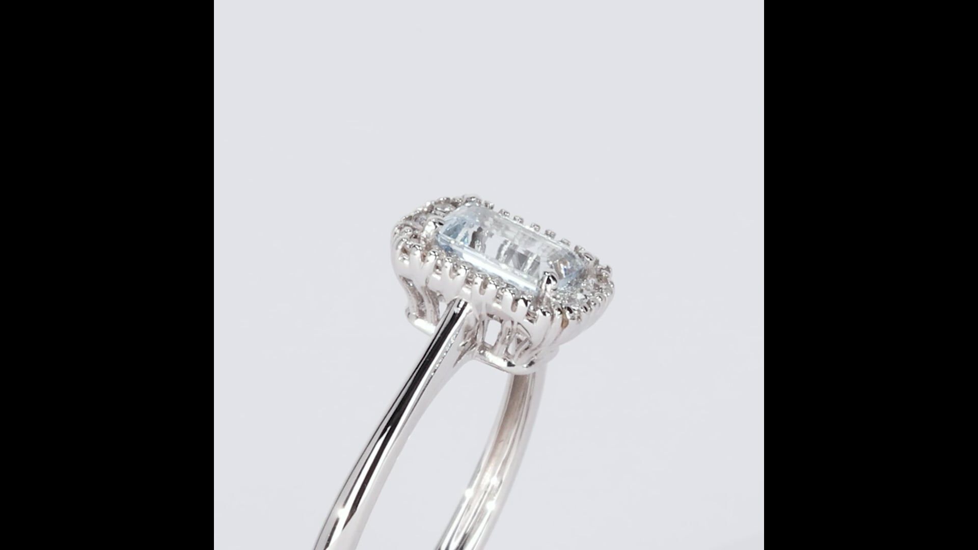 Anello Solitario Acquamarina Oro Bianco Acquamarina Diamante 1665504 Stroili