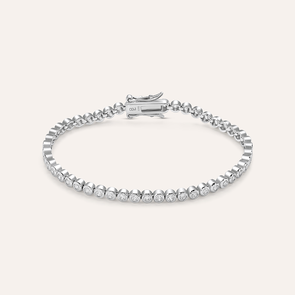 Bracciale Tennis Classico 'cipollina' In Argento 925 Rodiato Con Zirconi - Made In Italy - 4