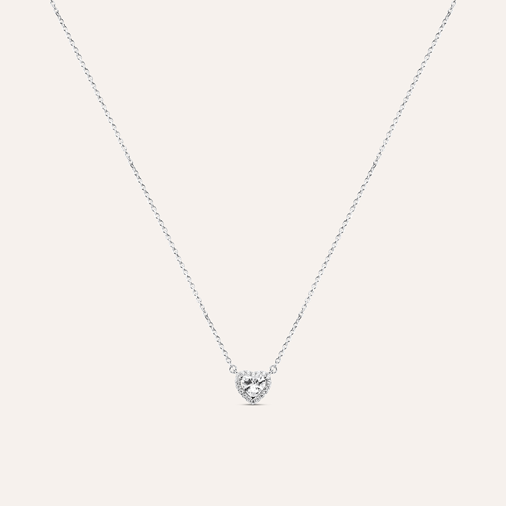 Collana Da Donna In Oro Bianco 14K Con Vero Diamanti Taglio Rotondo