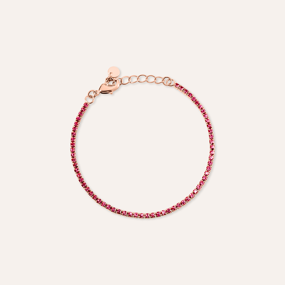 Avalaya Bracciale a spirale in ceramica, acrilico, perline di vetro (rosa, fucsia, trasparente) regolabile