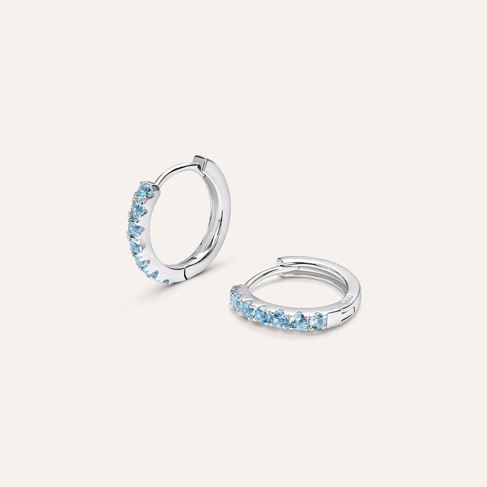Orecchini Cerchio con Punto Luce Zaffiro in ARGENTO 925 Galvanica Rodio 14096