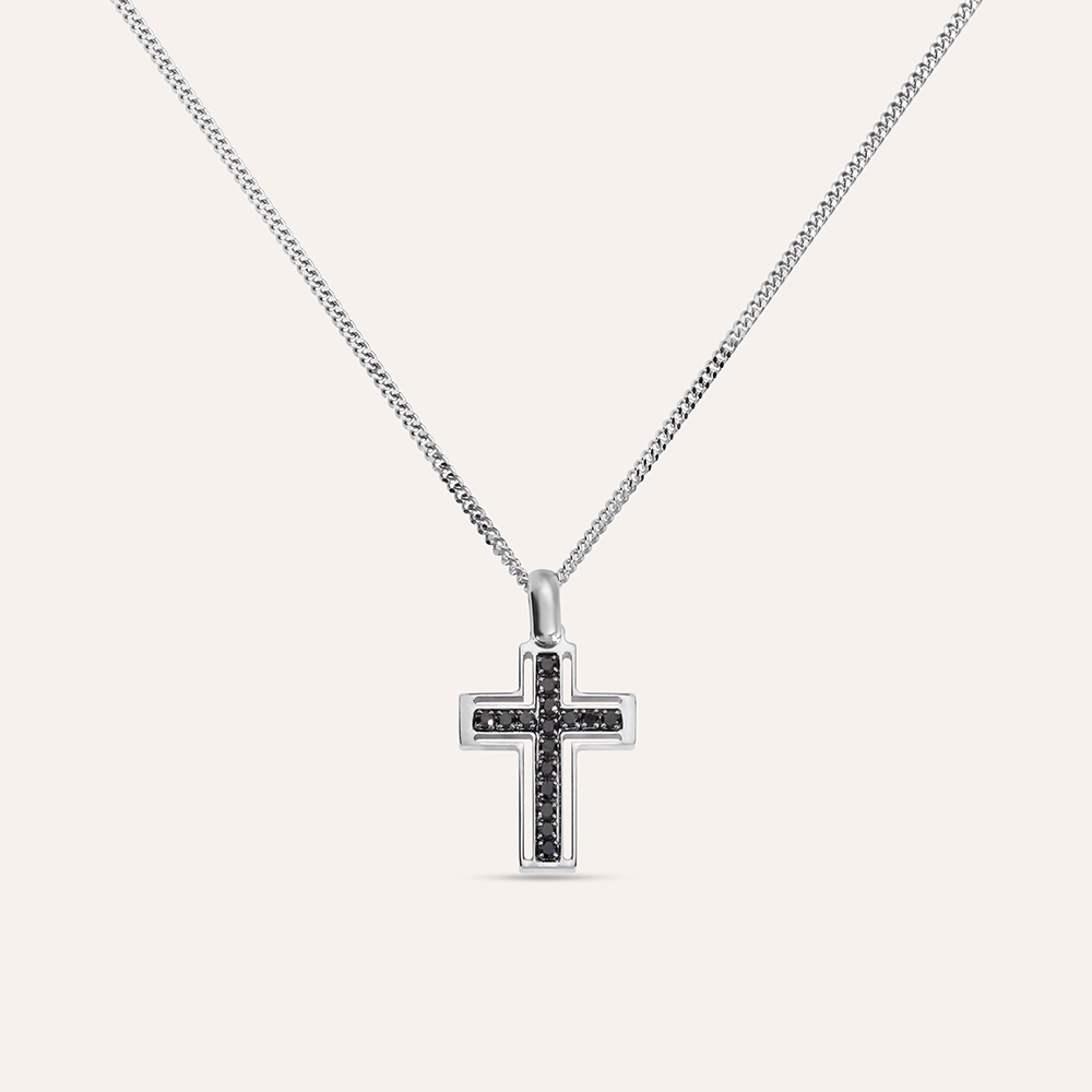 Ciondolo a croce in argento sterling: collana con zirconi cubici