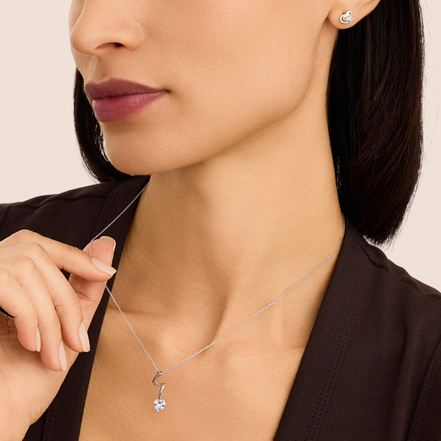 Collana Semplice Donna Con Zirconi | Catena Argentata 38 Cm | Gioiello Elegante